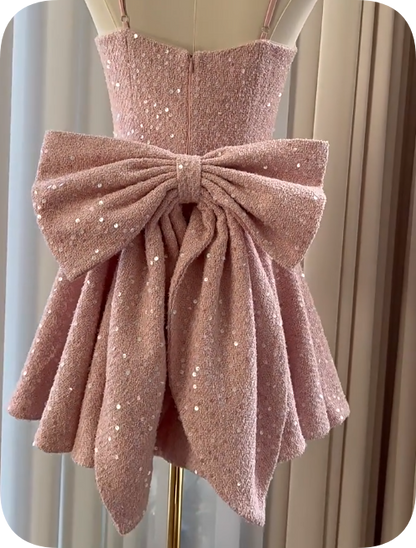 Sweet Homecoming Dress Square Bowknot Dress Back to School Outfits Party Dress  D6364