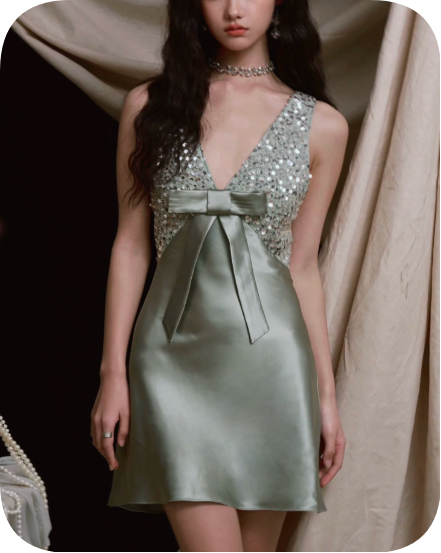 New Homecoming Dress Halter Sequins Bowknot Dress Back to School Outfits Party Dress  D6369