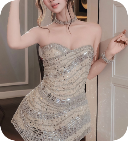 New Homecoming Dress Sweetheart Rinestone Dress Back to School Outfits Party Dress  D6374