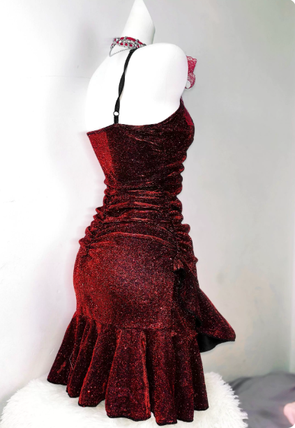 Pretty Homecoming Dress Spaghetti Strap Hugging Back to School Outfits Party Dress  D6441