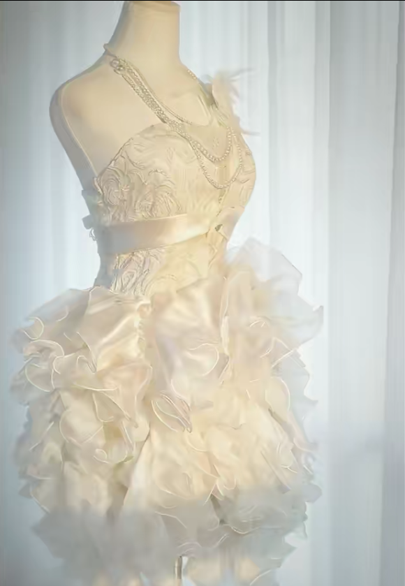 Stunning Homecoming Dress Strapless Tulle Cascade Dress Back to School Outfits Party Dress  D6440