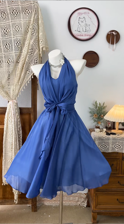Elegant Homecoming Dress Halter Bowknot Backless Back to School Outfits Party Dress  D6491