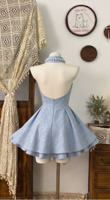 Stunning Homecoming Dress High Collar Backless Back to School Outfits Party Dress  D6498