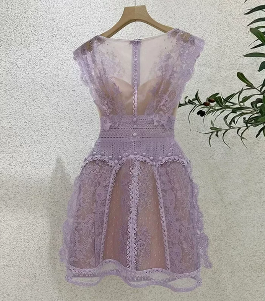 Elegant Homecoming Dress Jewel Lace Back to School Outfits Party Dress  D6506