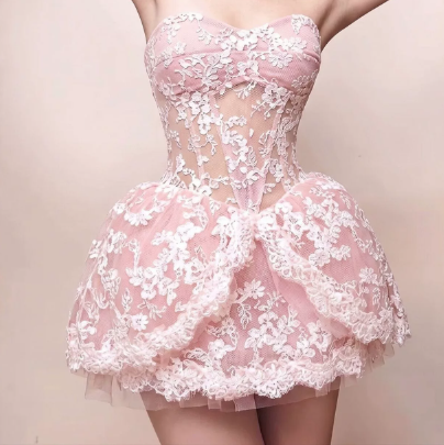 Elegant Homecoming Dress Sweetheart Lace Back to School Outfits Party Dress  D6507
