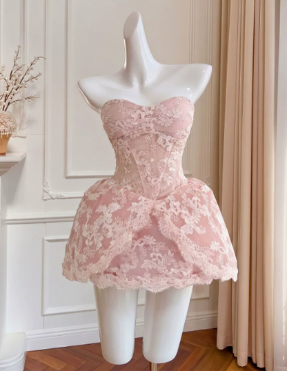 Elegant Homecoming Dress Sweetheart Lace Back to School Outfits Party Dress  D6507