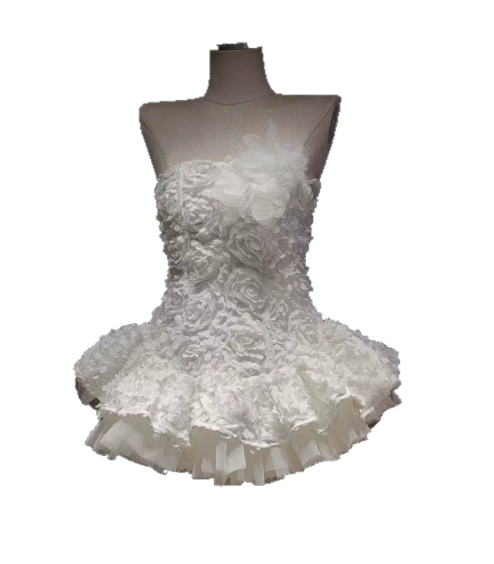 Elegant Homecoming Dress Strapless Flower Back to School Outfits Party Dress  D6524