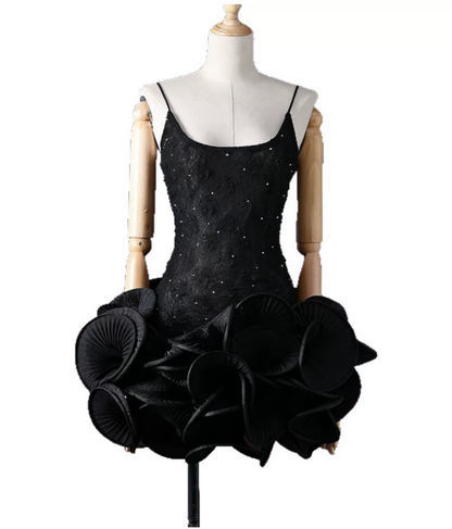 Elegant Homecoming Dress Spaghetti Strap Cascade Beaded Back to School Outfits Party Dress  D6525