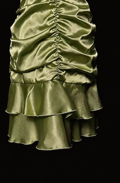 Pretty Homecoming Dress V Neck Pleated Back to School Outfits Party Dress  D6549