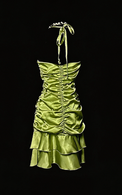 Pretty Homecoming Dress V Neck Pleated Back to School Outfits Party Dress  D6549