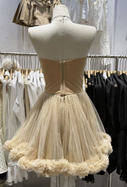 Simple Homecoming Dress Strapless Tulle Back to School Outfits Party Dress  D6558
