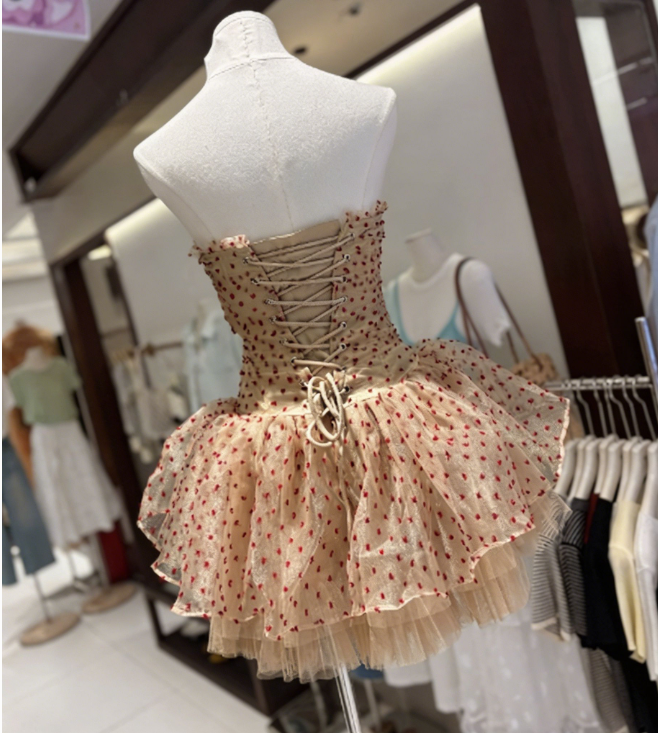 Sweet Homecoming Dress Strapless Tulle Back to School Outfits Party Dress  D6560