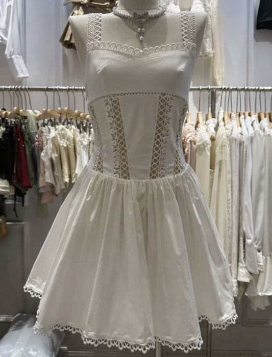 Elegant Homecoming Dress Bardot Lace Back to School Outfits Party Dress  D6565