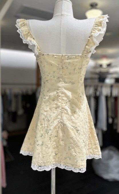 Cute Homecoming Dress Square Lace Back to School Outfits Party Dress  D6567