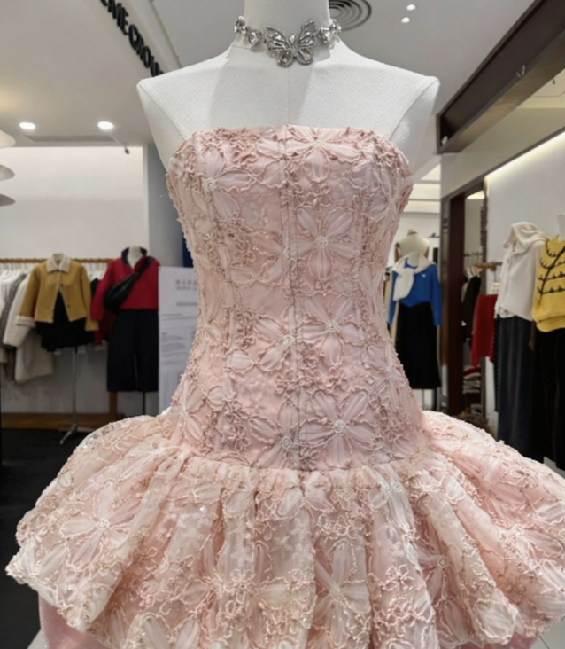 Stunning Homecoming Dress Strapless Applique Back to School Outfits Party Dress  D6572
