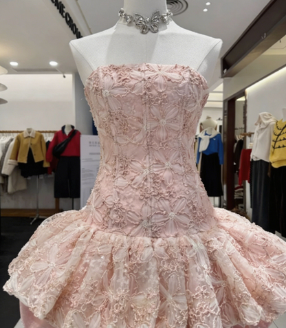 Stunning Homecoming Dress Strapless Applique Back to School Outfits Party Dress  D6572