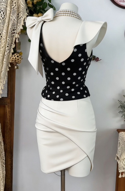 Pretty Homecoming Dress Jewel Bowknot Pleated Back to School Outfits Party Dress  D6608