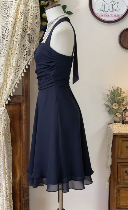 Chic Homecoming Dress Halter Pleated Back to School Outfits Party Dress  D6614