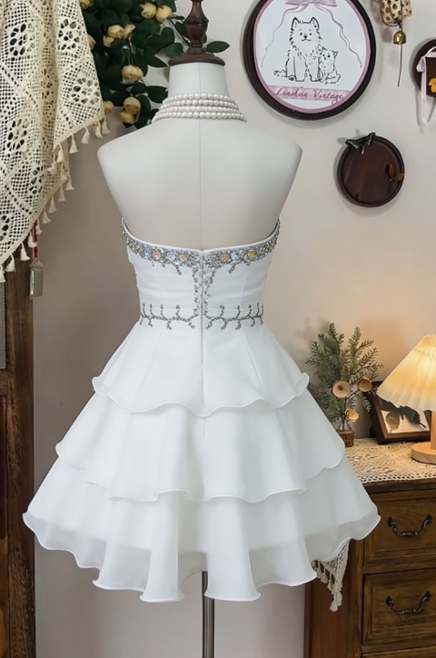 Chic Homecoming Dress Sweetheart Rinestone Cascade Back to School Outfits Party Dress  D6623