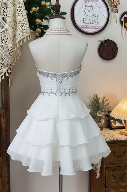 Chic Homecoming Dress Sweetheart Rinestone Cascade Back to School Outfits Party Dress  D6623