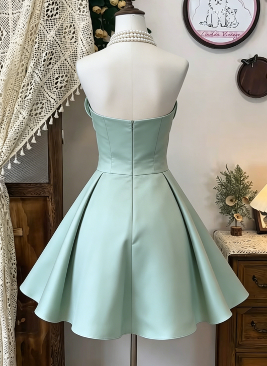 Chic Homecoming Dress Strapless Pleated Bowknot Back to School Outfits Party Dress  D6622