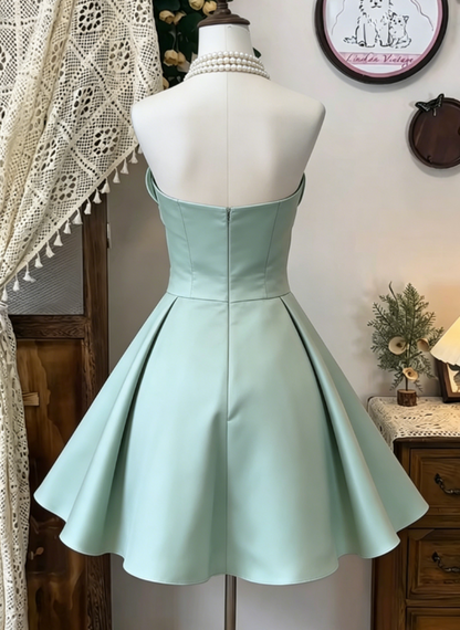 Chic Homecoming Dress Strapless Pleated Bowknot Back to School Outfits Party Dress  D6622