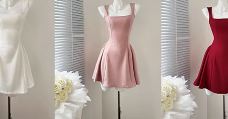 Temperament red U-neck suspender dress female 2025 new French niche high-end a-style skirt R0265