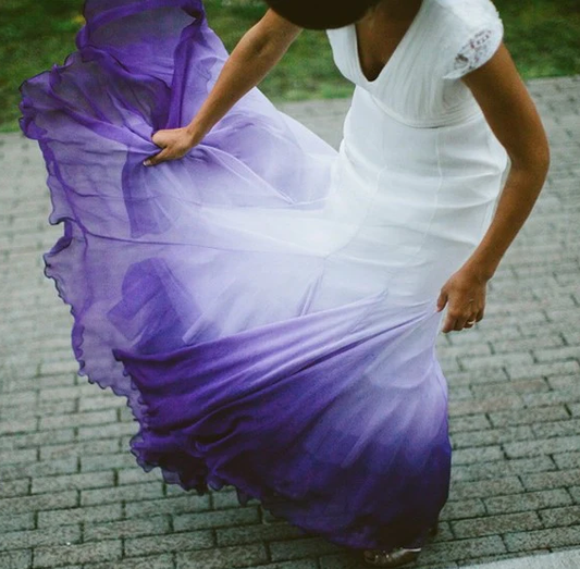 V neck Ombre Formal Prom Dress A Line Wedding Dress Party Gown