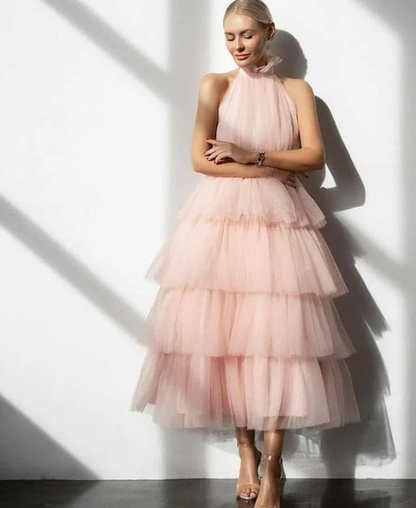 Luxury evening dress with open back, bridesmaid dress, wedding guest dress, birthday woman dress, tea length woman dress   S2324