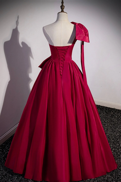 Satin Long Prom Dress, One Shoulder Evening Dress with Bow       fg5893