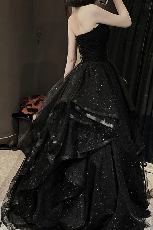 Black Sweetheart Tulle Layers Ball Gown Formal Dresses Black Evening Dress Prom Dress