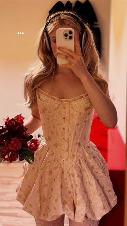 Pretty Spaghetti Straps Pink Satin Printed Floral Short 20th Birthday Outfits Homecoming Dress D523