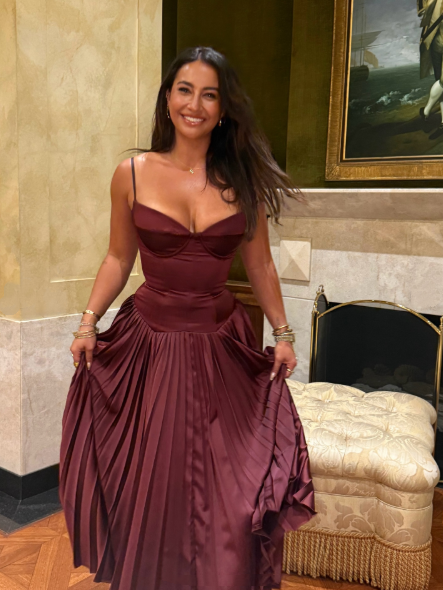 Beautiful A line Spaghetti Straps Burgundy Long Satin Party Dresses Prom Dress SD2024