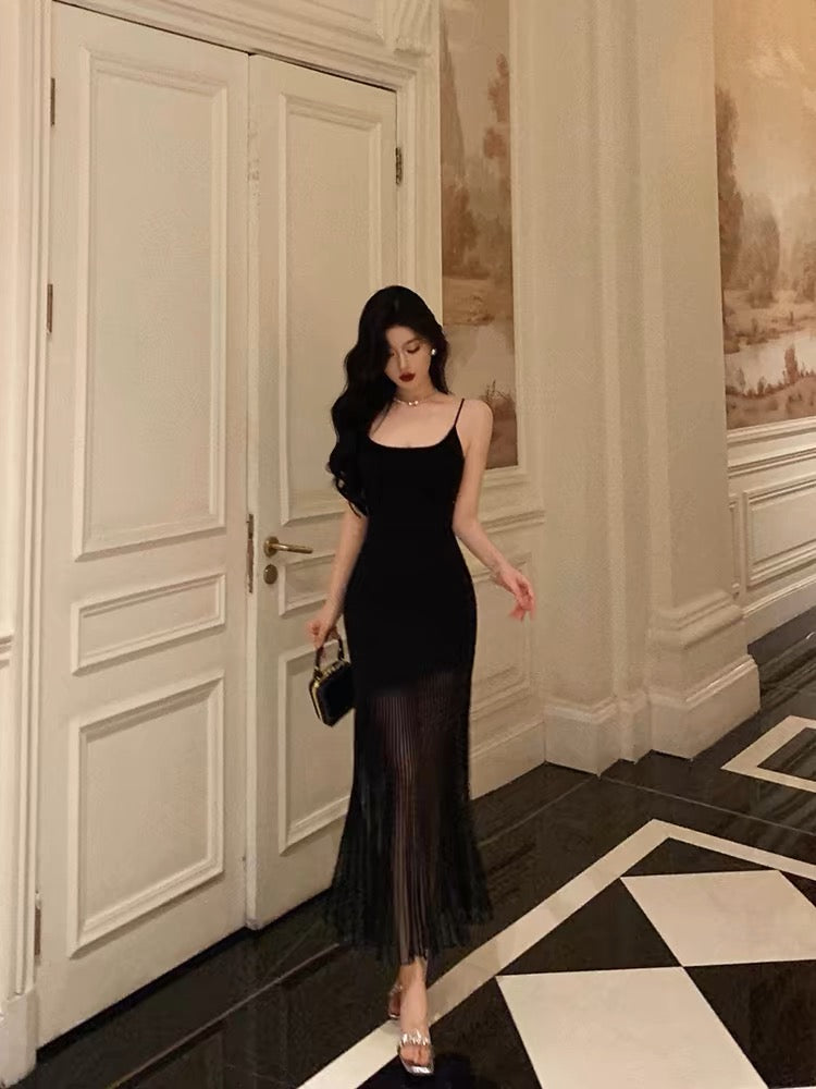 Sexy Sheath Mermaid Black Pleated Prom Dresses Birthday Outfits Evening Gown