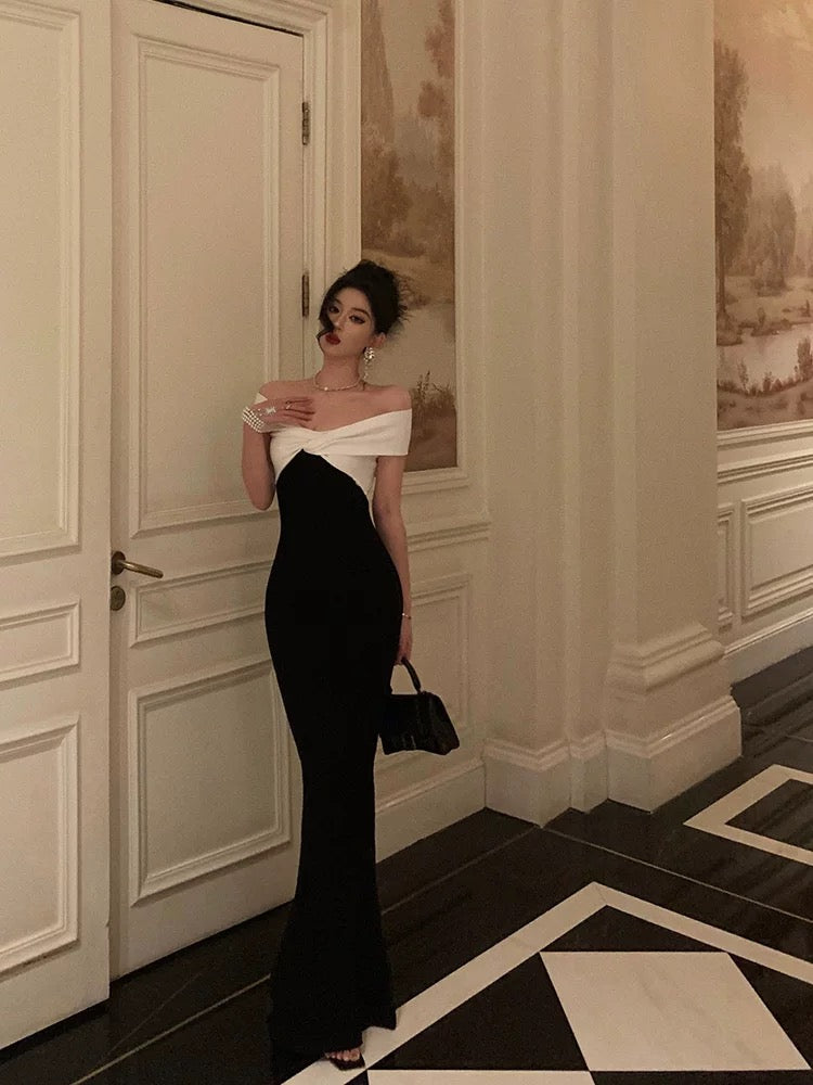 Classy Sheath Off The Shoulder Black Prom Dresses Birthday Outfits Evening Gown