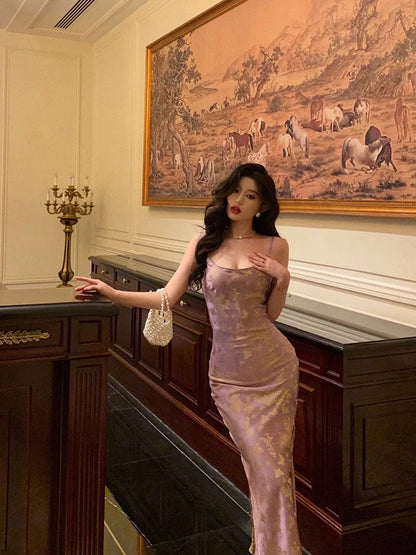 Classy Sheath Spaghetti Straps Lilac Prom Dresses Birthday Outfits Evening Gown