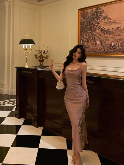 Classy Sheath Spaghetti Straps Lilac Prom Dresses Birthday Outfits Evening Gown