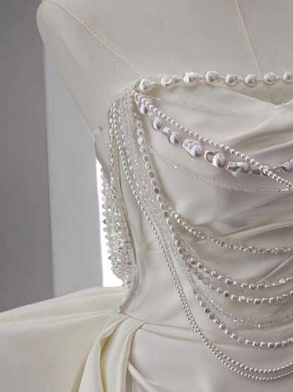 Elegant White Wedding Dresses With Train Mermaid Bridal Gowns