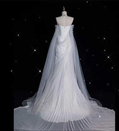 Elegant Mermaid Off The Shoulder White Wedding Dresses With Train Bridal Gowns