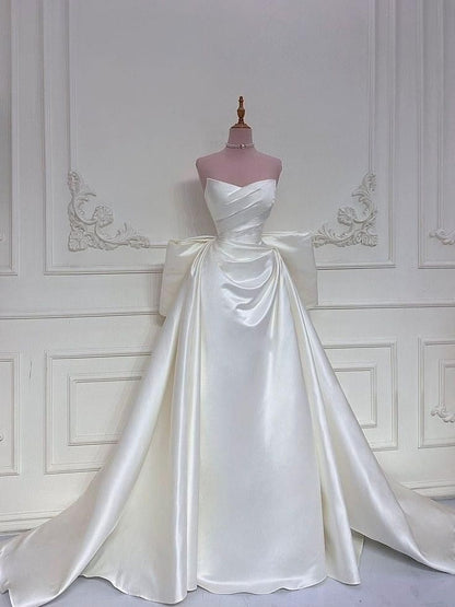 Elegant White Wedding Dresses With Train Mermaid Bridal Gowns