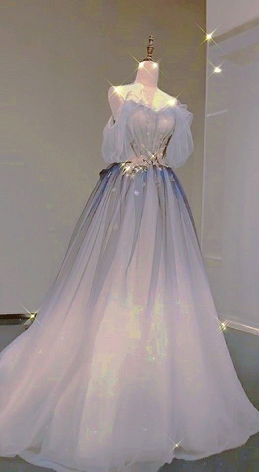 Aesthetic Ball Gown Off The Shoulder Tulle Party Dress Long Prom Dress Evening Dresses