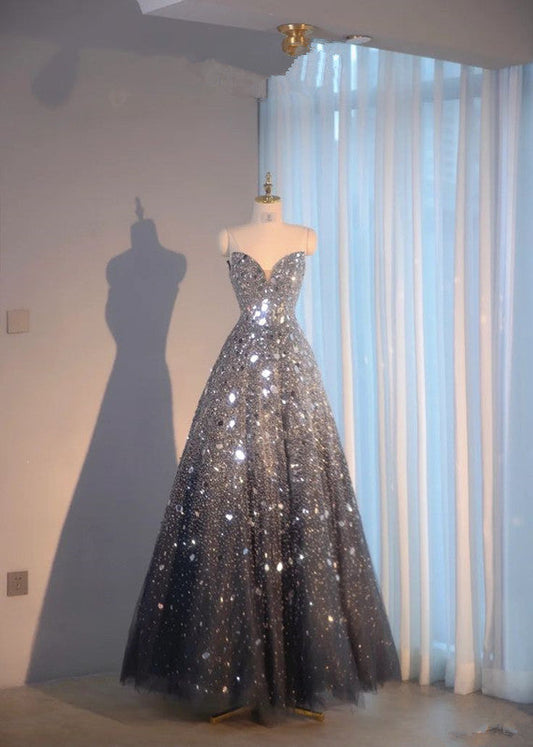Sexy Ball Gown Sweetheart Sequin Long Evening Gowns Prom Dresses
