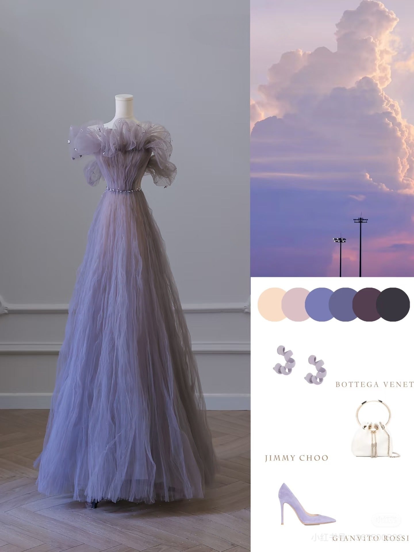 Pretty A line Off The Shoulder Light Grape Tulle Long Prom Dresses Evening Gowns