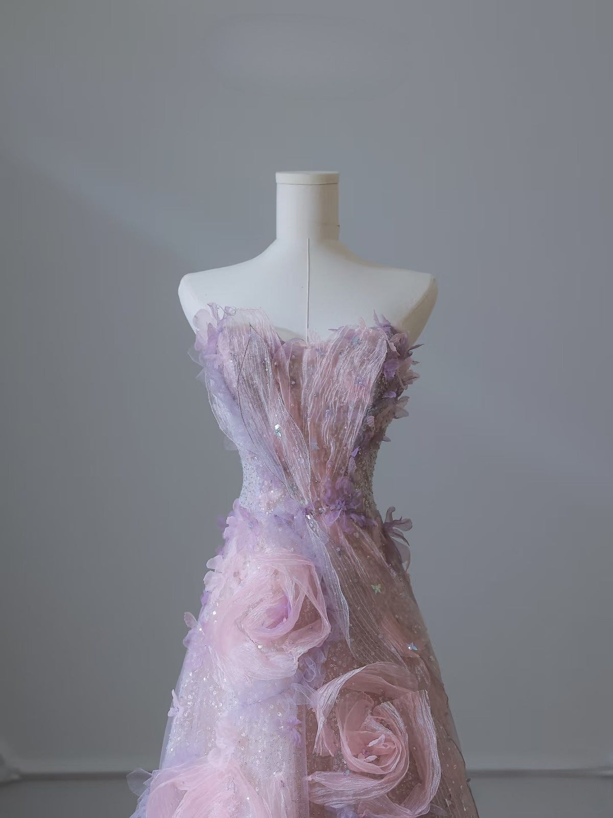 Pretty Ball Gown Sweetheart Pink Floral Tulle Long Prom Dresses Evening Gowns