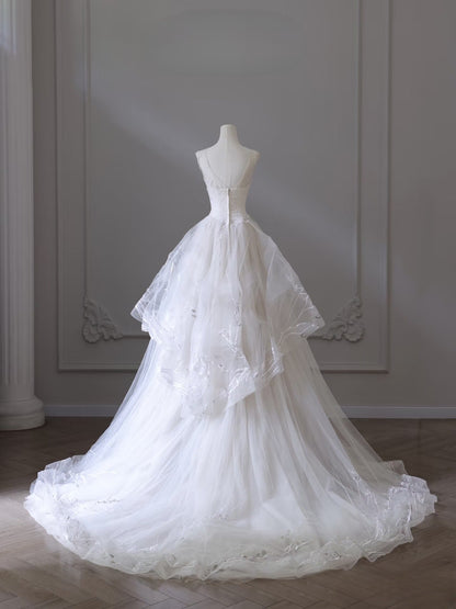 Timeless Ball Gown Strapless Tulle White Wedding Dresses Brides Dress