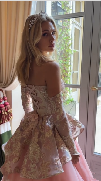 Pretty Ball Gown Strapless Pink Long Lace Prom Dresses Formal Evening Dress