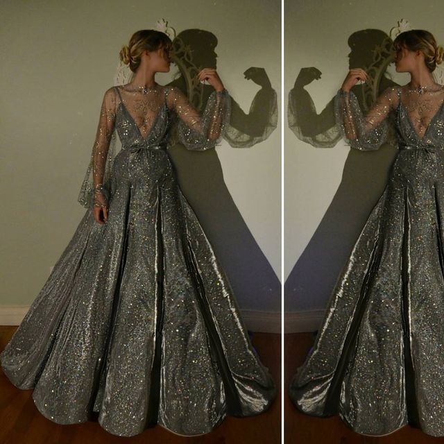 Simple Ball Gown Spaghetti Straps Sequin Long Party Dress Prom Dresses