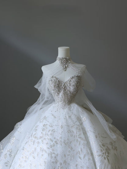Timeless Ball Gown Sweetheart Neckline Sequin Long Sleeves Wedding Dress Bridal Dresses