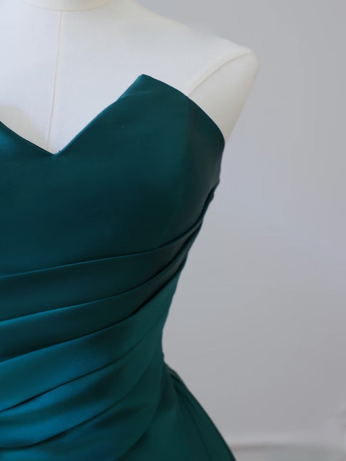 Classy Ball Gown Strapless Satin Ruffles Long Evening Dress Prom Dresses