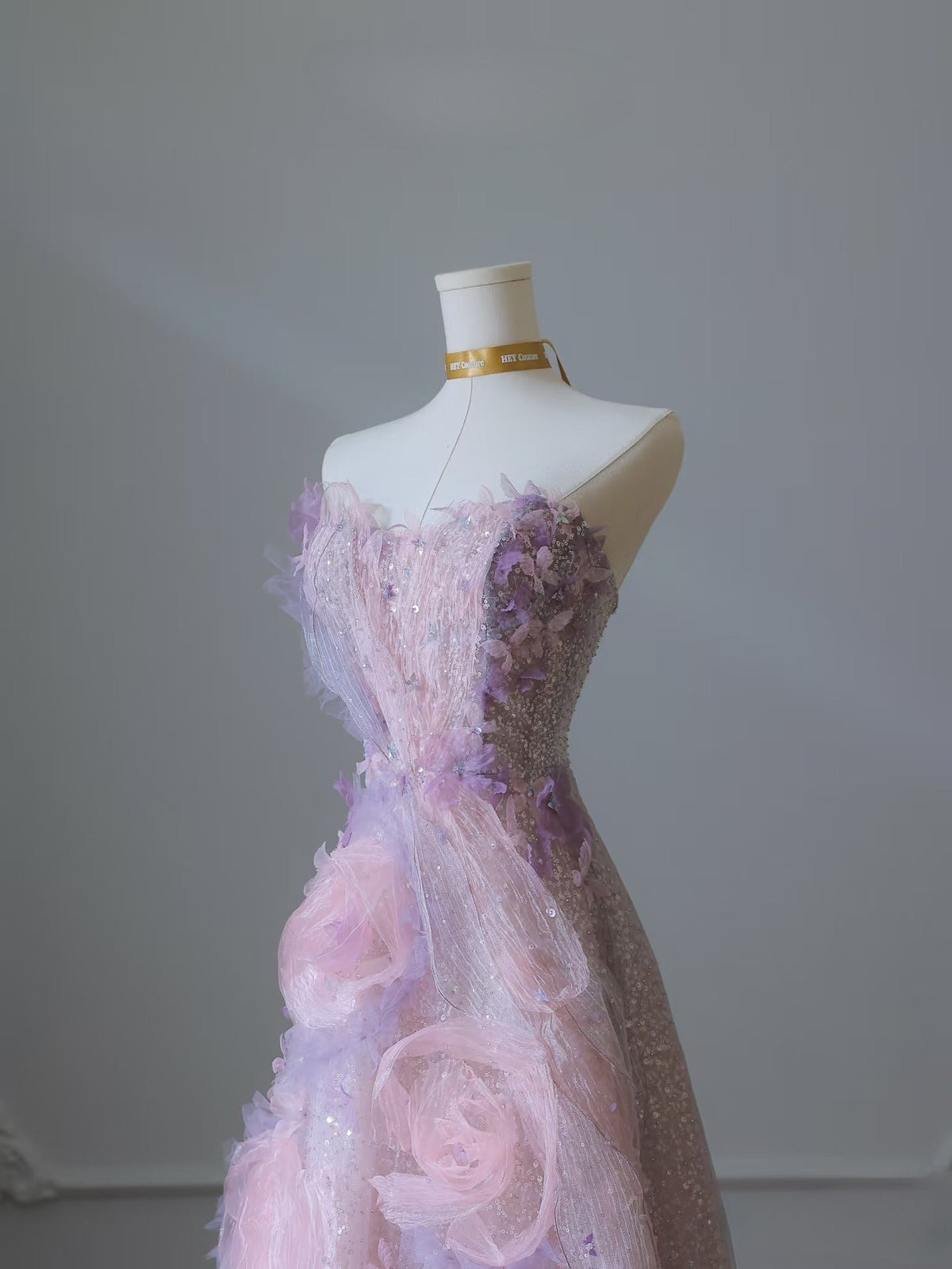 Classy Balll Gown Sweetheart Floral Lilac Tulle Long Evening Dress Prom Dresses
